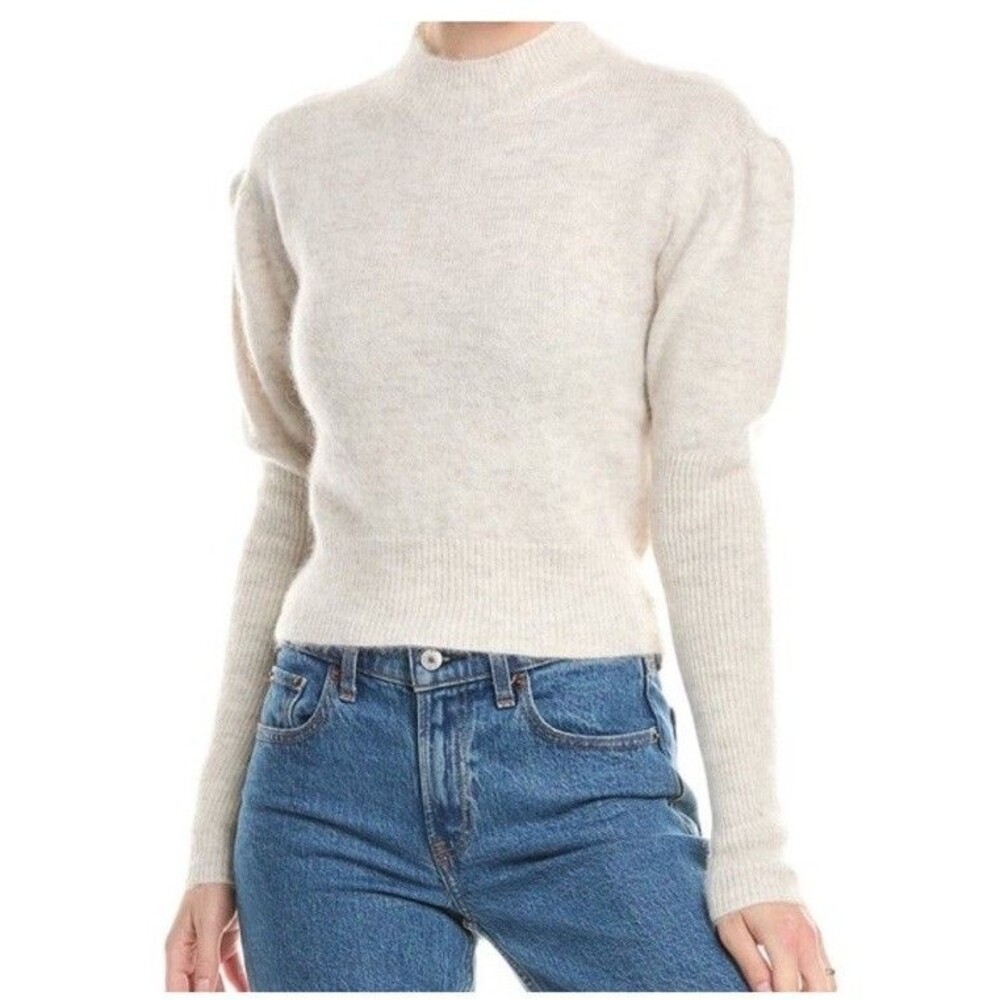 madewell alpaca Blend Mock Neck Ivory Cropped Knit sweater XL